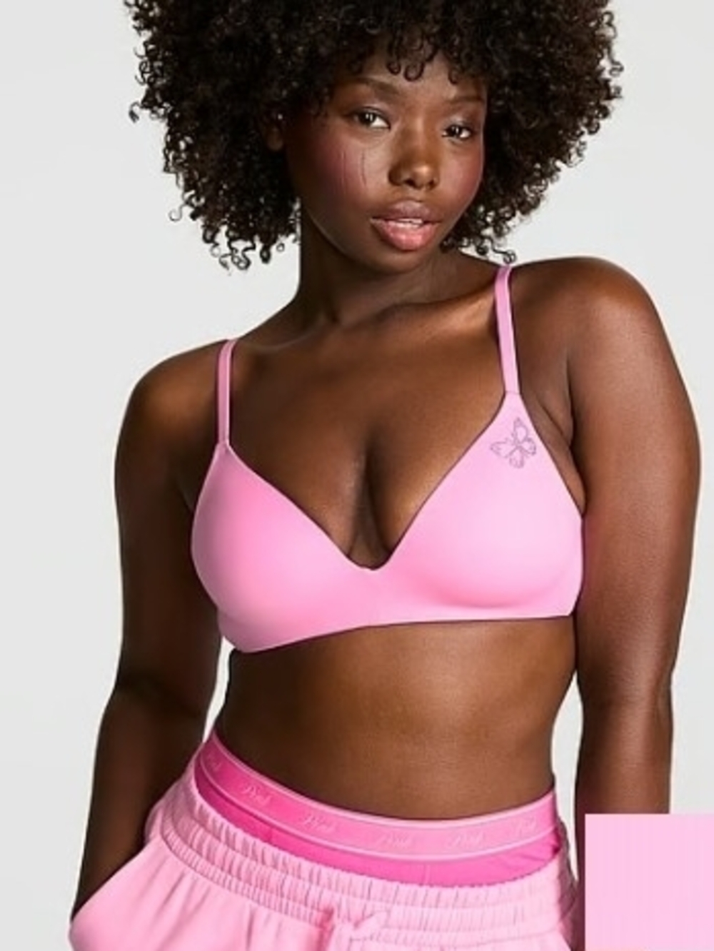 Pink Brand Soft Wireless Bra With Butterfly 32D - Color Pink NWOT